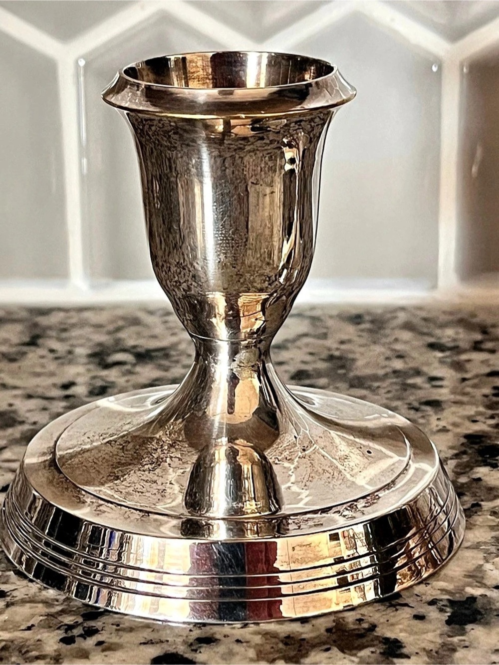 Leonard India Silver Candlestick Holders Pair